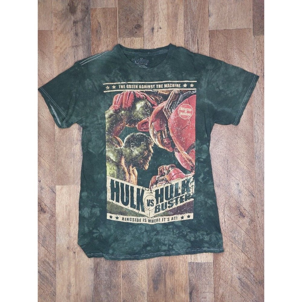 Marvel Avengers T Shirt Mens Small Hulk Vs Hulkbuster Green Against The Machine - Picture 1 of 12